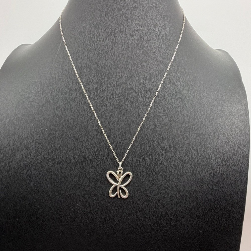 Sterling Silver 925 Open Butterfly Cutout Pendant Necklace 18" Spring Marsala - Picture 3 of 8
